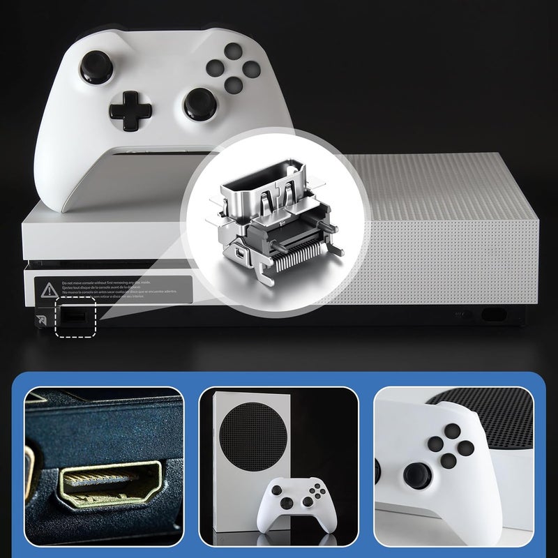 Yaocom 17 Pack Port Replacement Set Include 2 Pc Ports With 4 Pcs Repair Kit 9 Pcs Soldering Iron Kit Solder Wick Braid Compatible with XBOX One S Console Accessories Parts [video game] - Image 3